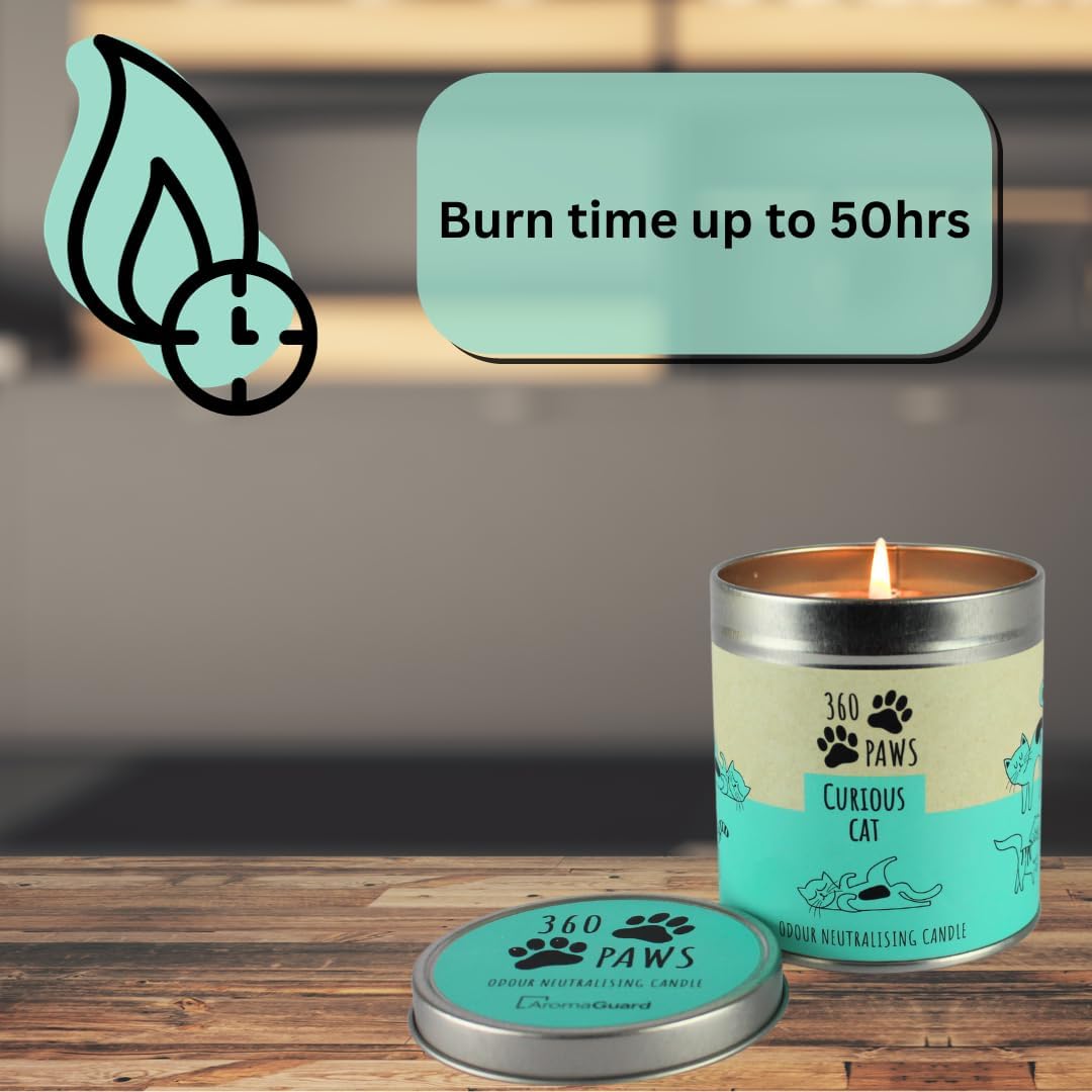 360 Paws Odour Neutralising Frangranced Pet Candle Fresh Fresh Cotton & Musk - Curious Cat Scented Candle