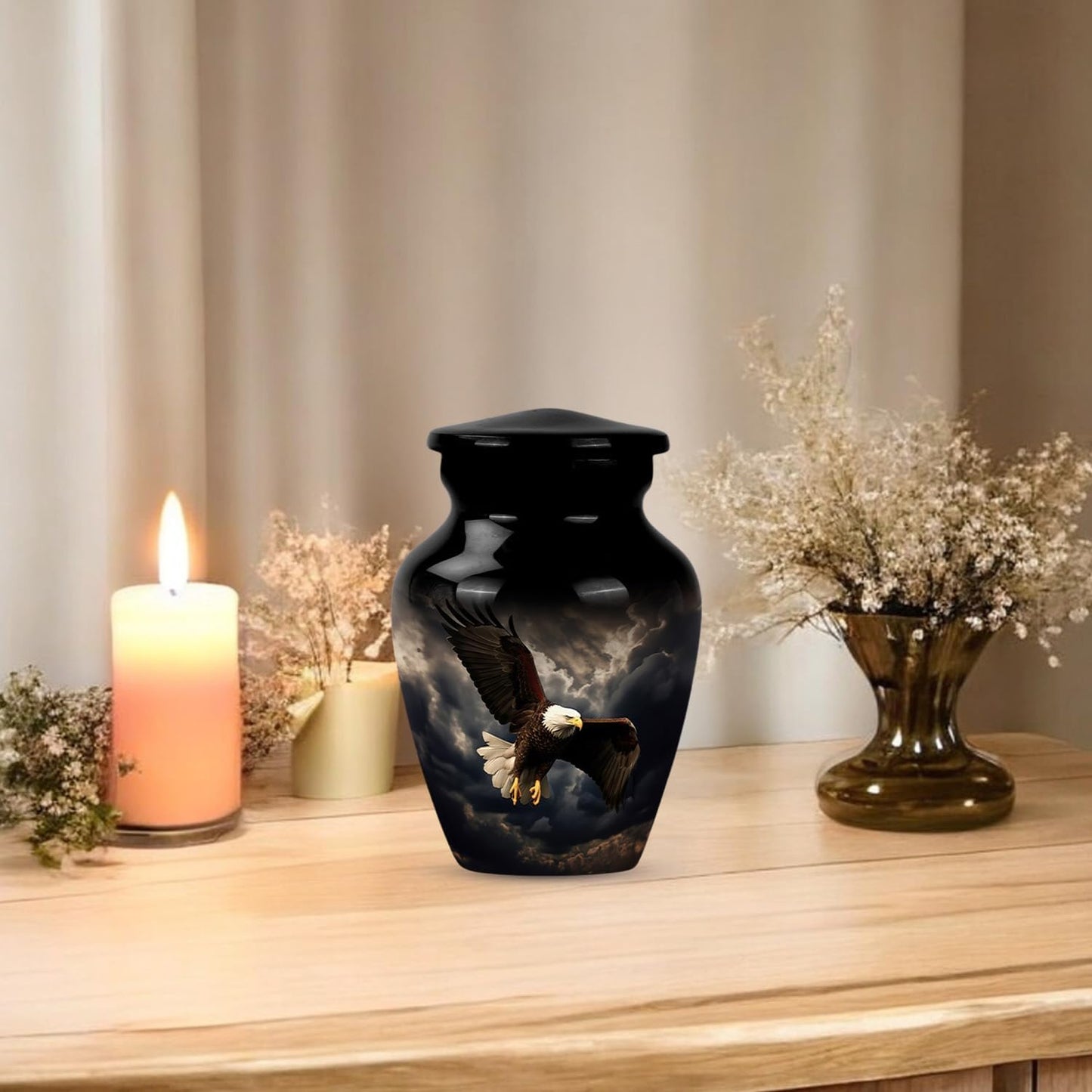 YASUBJAG Dove Urn - Aluminium Cremation Urn for Adults, Multicolor, Birds Pattern, 10 Inch