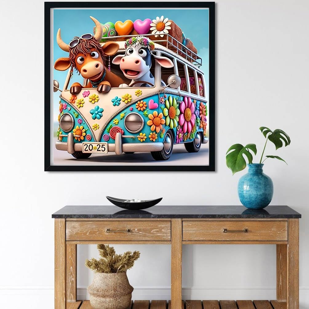 cdsnxore Diamond Painting Kits for Adults, Animal Cow Diamond Art Kits for Adults Beginners, Diamond Arts Kits for Home Wall Decor 12 x 12 Inch (286)
