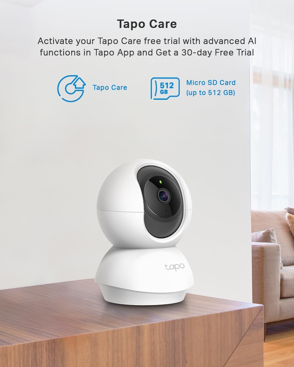 Tapo C210 2K 3MP Pan/Tilt Indoor Camera House Security Camera, WiFi Camera, No Monthly Fee, AI Detection, Dog Puppy Camera, Baby Camera Monitor, 360° View, Night Vision, Works with Alexa & Google