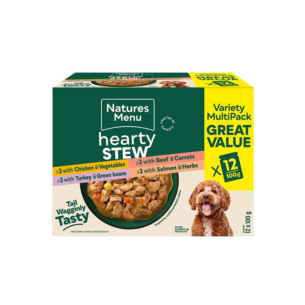 Natures Menu Hearty Stews - Chunks in Gravy Wet Food Pouches for Adult Dogs