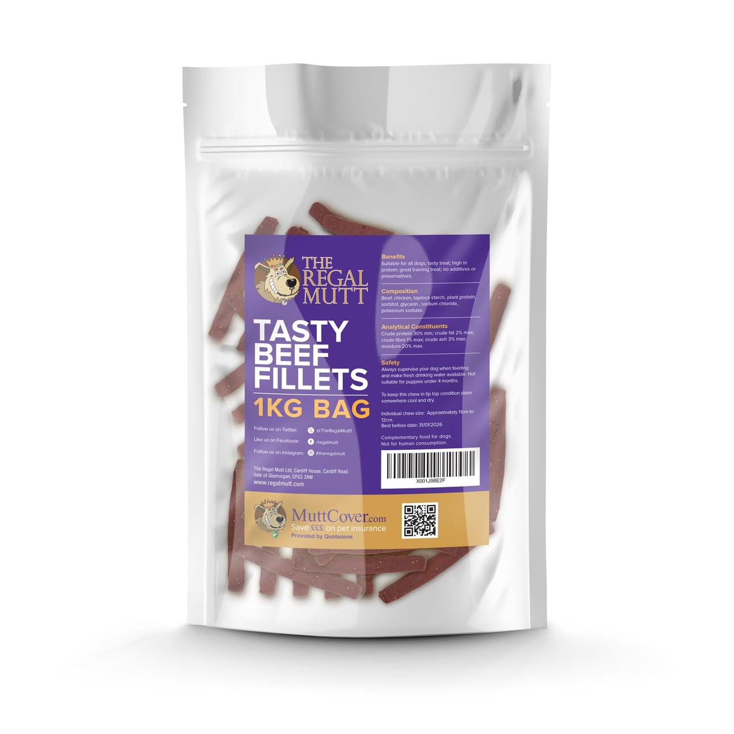 The Regal Mutt - Chewy Duck Fillets - 1kg Bag