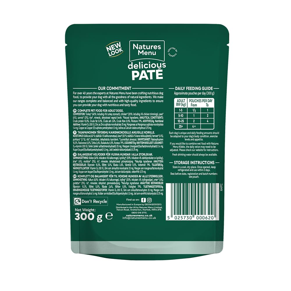 Natures Menu - Wet Dog Food - Pouches for Adult Dogs - Mixed Variety - 8 x 300g