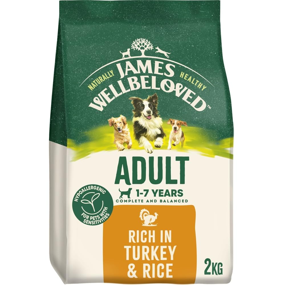 JAMES WELLBELOVED - Hypoallergenic Adult Dry Dog Food - 15 kg - Turkey & Rice - Bulk Dog Food Pack