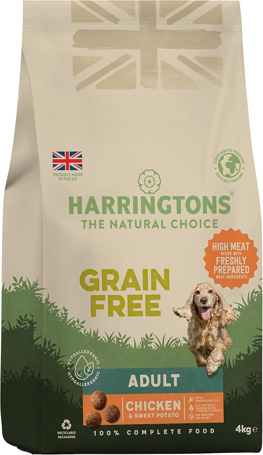 Harringtons Superfoods Complete Grain Free Hypoallergenic Dry Adult Dog Food - Made with All Natural Ingredients