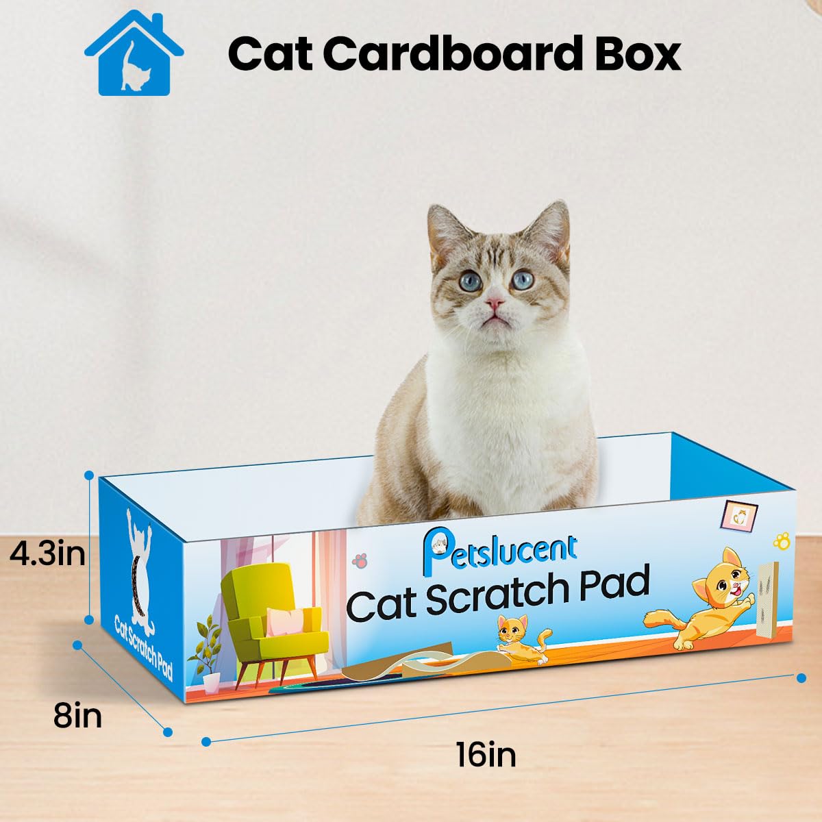 Petslucent Cat Scratcher, 26.8 Inch L Shape Cat Scratching Board with Box, Cat Scratching Cardboard with Ball Toy for Indoor Cats, Large Size