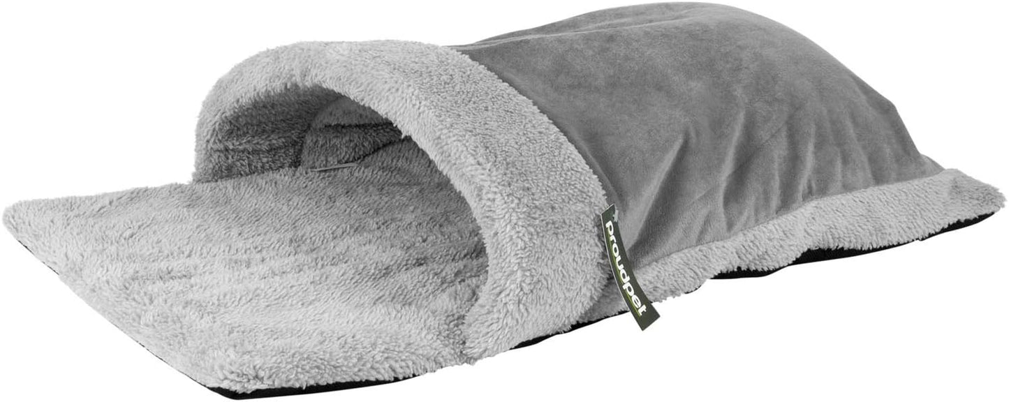proudpet Cat Pouch Bed Cosy Grey Fleece Pet Igloo Hideaway