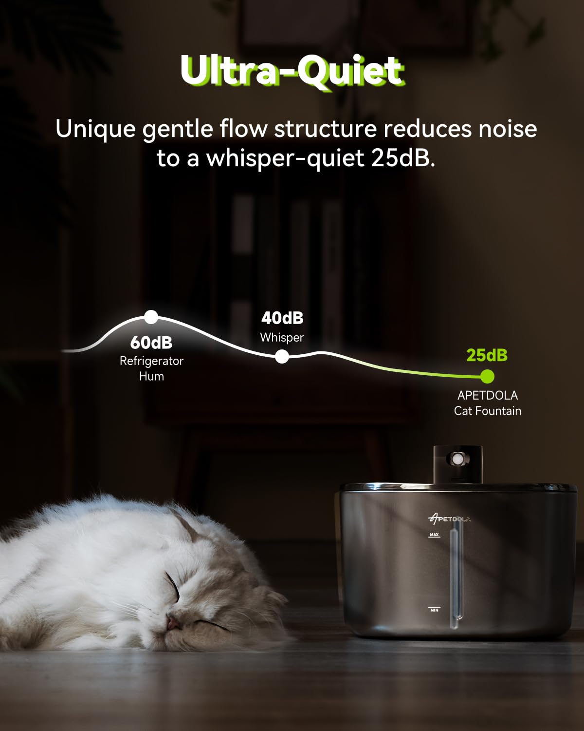 APETDOLA Stainless Steel Cat Water Fountain, 135 fl oz/4L Wireless Cat Fountain for Drinking, Automatic Water Fountain Cats Bowl for Pets and Dogs (white, 1 filter)