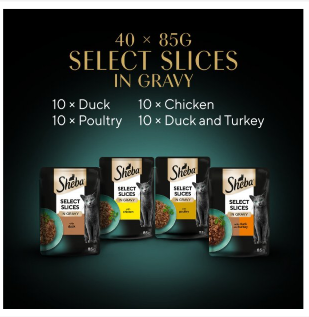 Sheba Select Slice Poultry Collection in Gravy Pouches 40 x 85g