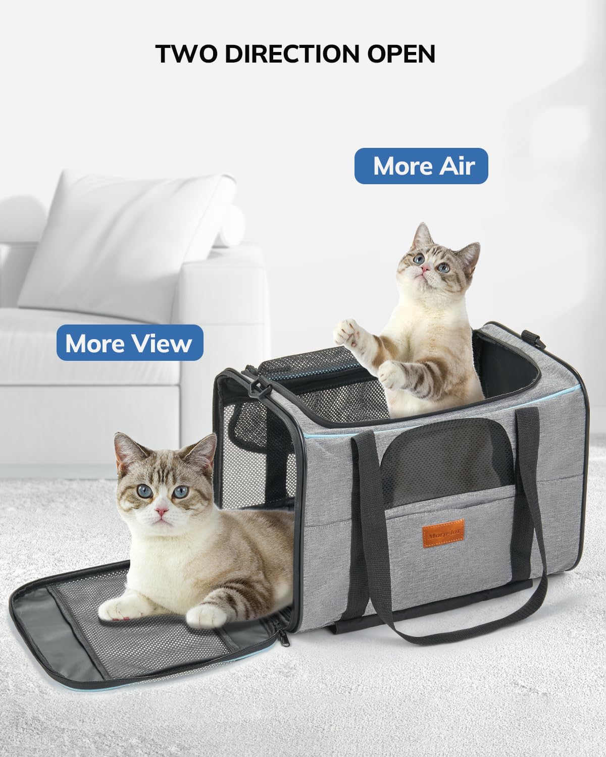 Morpilot Portable Pet Carrier Bag, Top Opening, Removable Mat and Breathable Mesh, Foldable Transport Carrier for Dogs and Cats, with Shoulder Strap and Pet Bowl