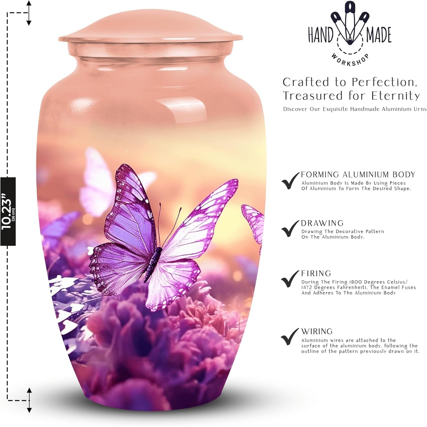 YASUBJAG Dove Urn - Aluminium Cremation Urn for Adults, Multicolor, Birds Pattern, 10 Inch