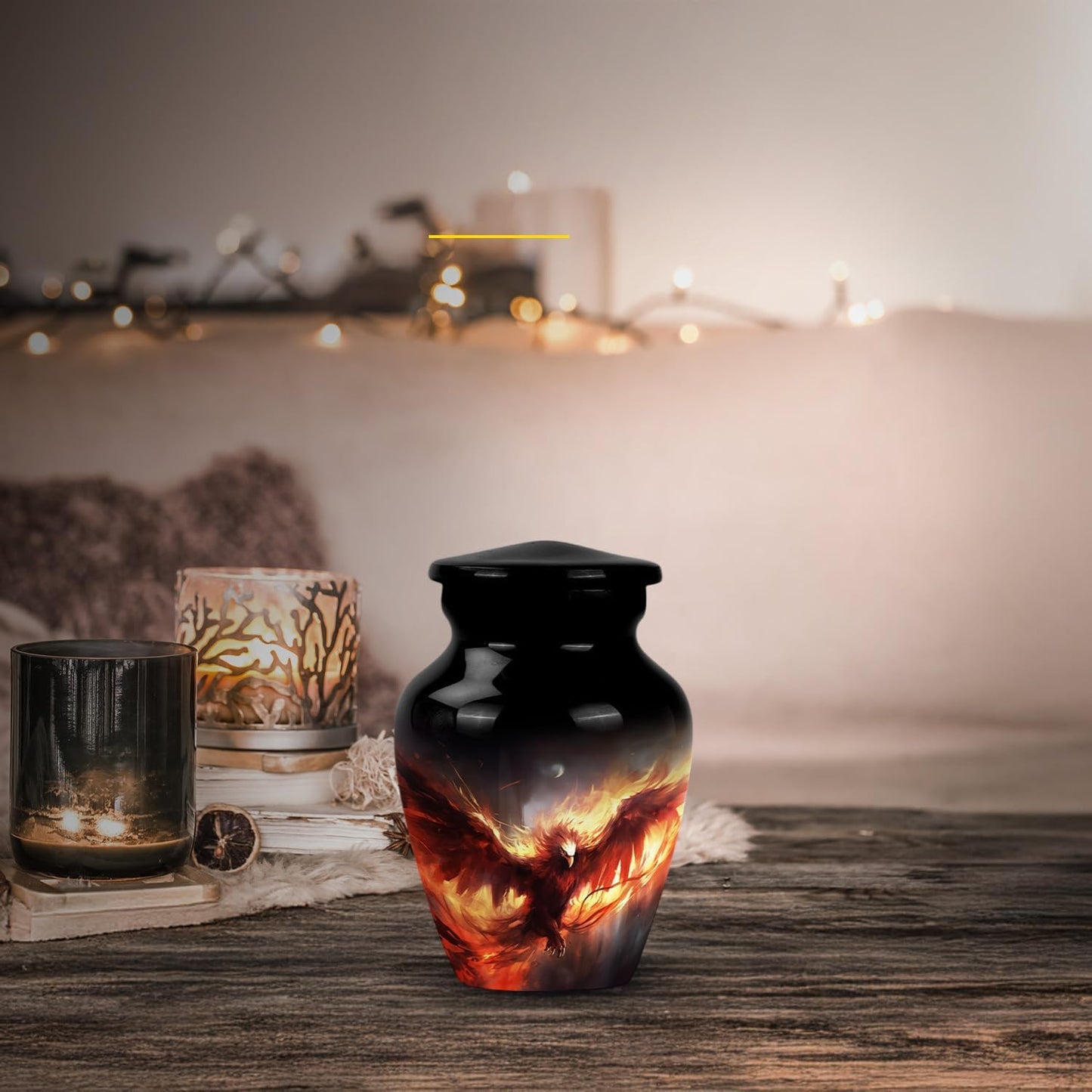 YASUBJAG Dove Urn - Aluminium Cremation Urn for Adults, Multicolor, Birds Pattern, 10 Inch