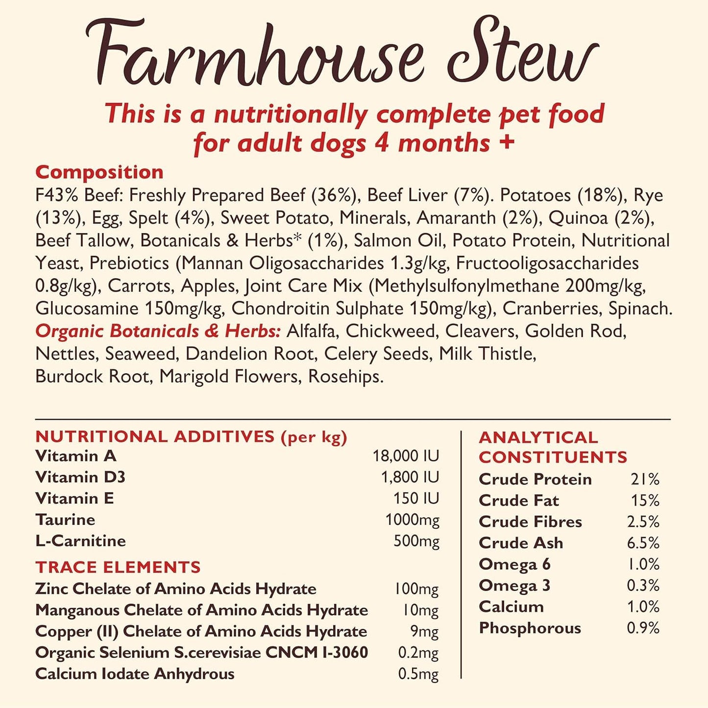 Lily’s Kitchen Made with Natural Ingredients Adult Dry Dog Food Beef Stew with Ancient Grains 1kg Bag