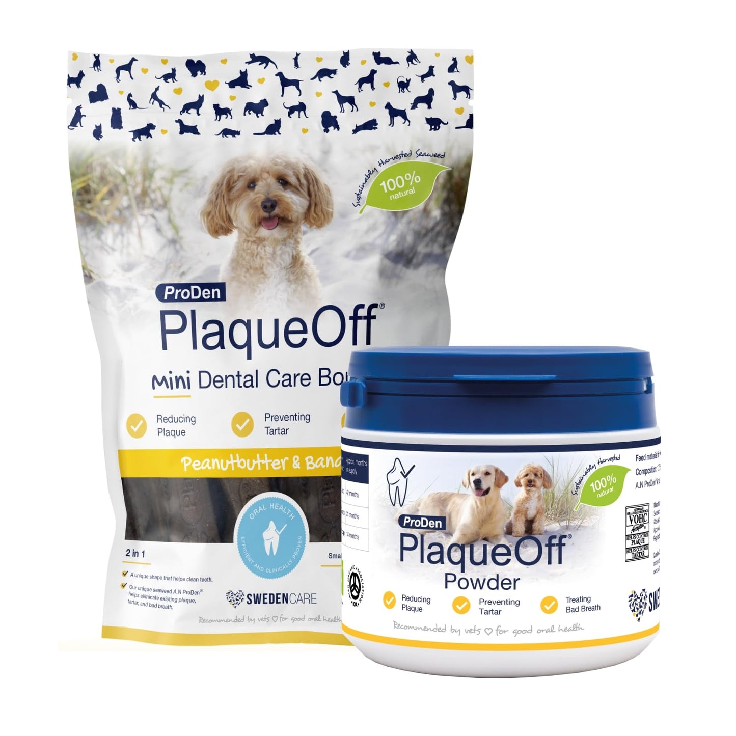 ProDen PlaqueOff Powder for Dogs & Cats, Tartar & Bad Breath Remover with 100% Natural Teeth Plaque Remover 180 g
