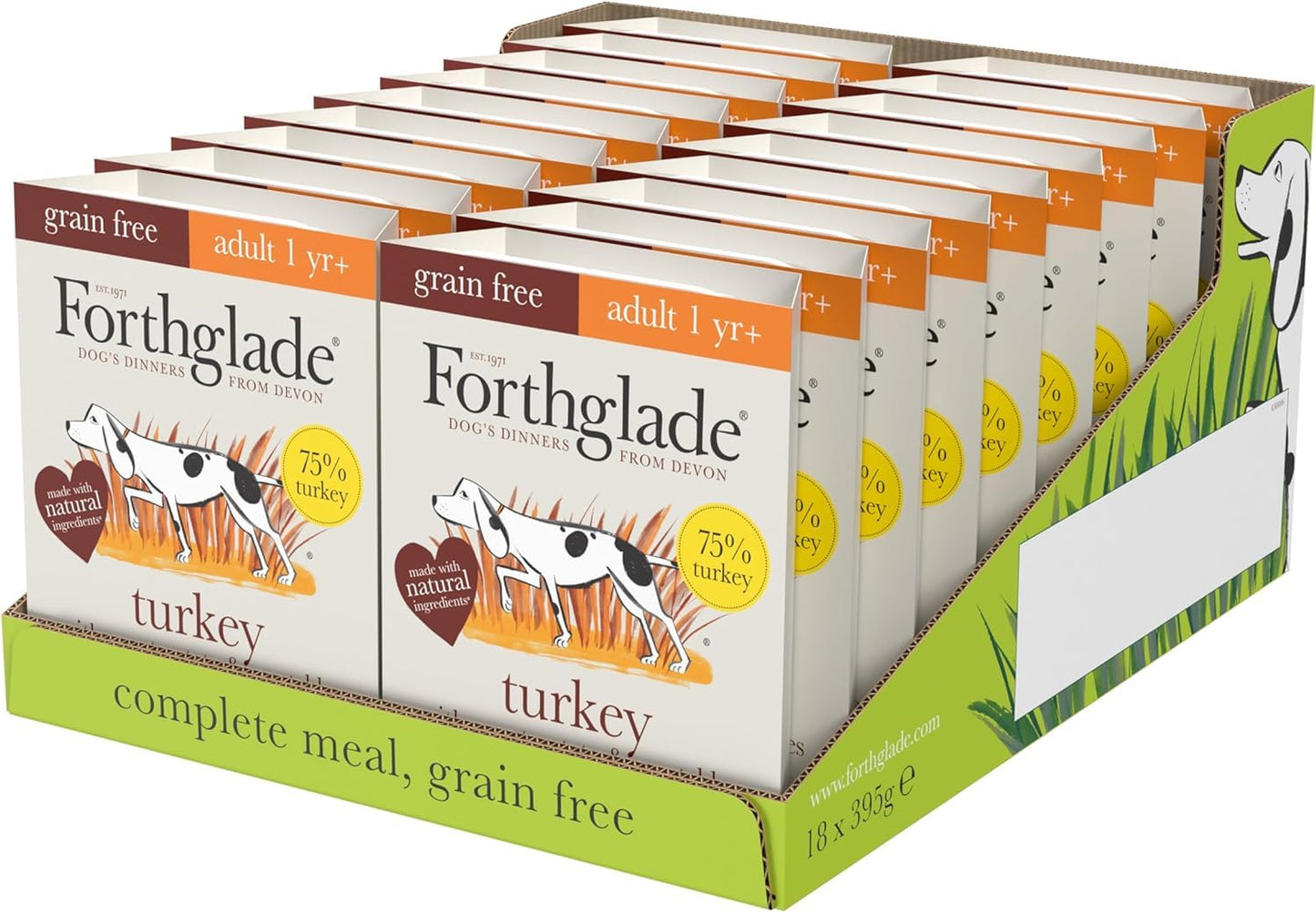 Forthglade Wet Dog Food Variety Pack - Grain Free & Hypoallergenic Dog Food, Adult 1 Year+, Turkey, Lamb & Duck with Vegetables, Complete Stomach Sensitive Meals, Natural Ingredients
