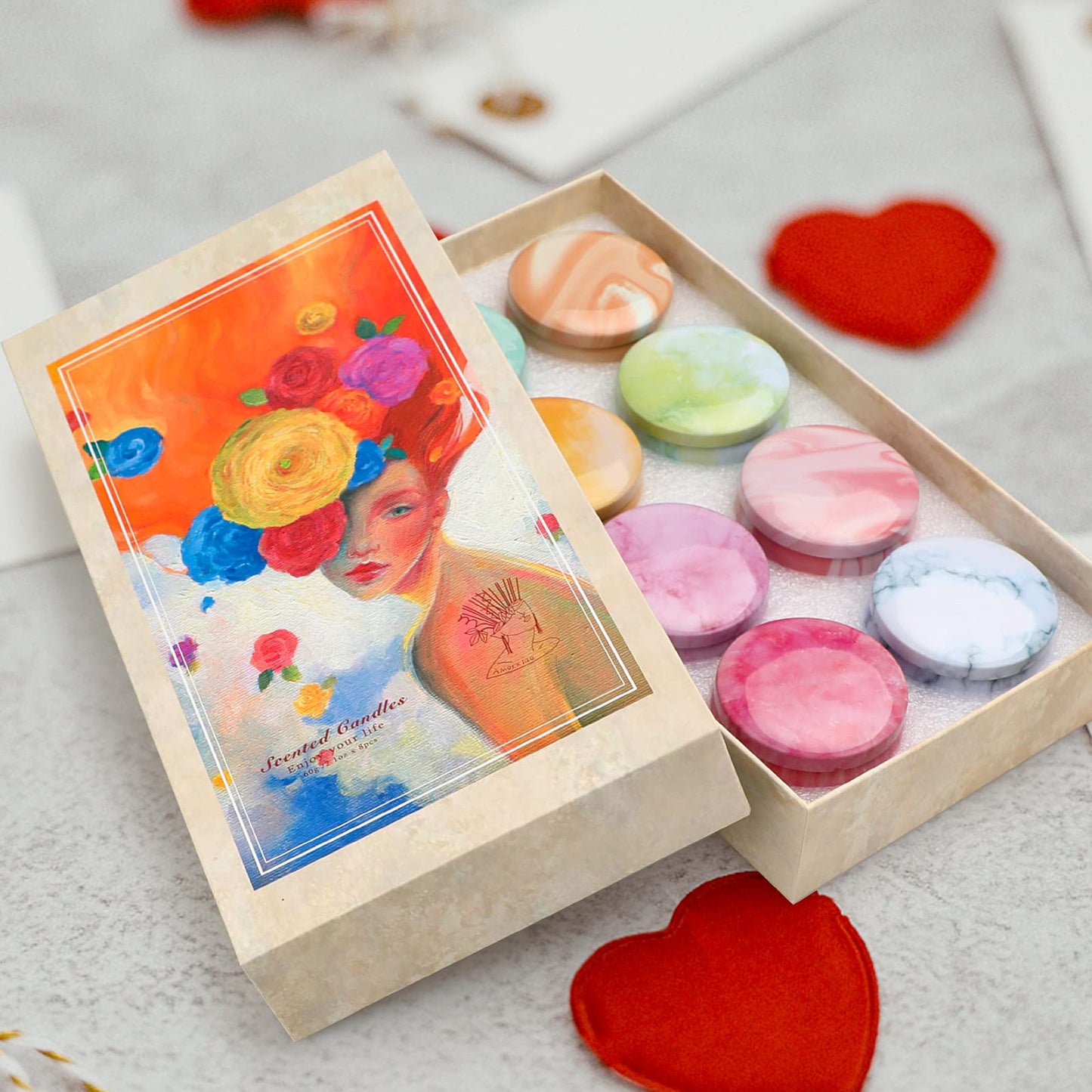 Yinuo Mirror Gifts for Women, 24 x 70 g Scented Candles Gift Set for Women, Soy Wax Aromatherapy Candles for Christmas, Birthday, Mother's Day, Valentine's Day, Bathroom, Yoga