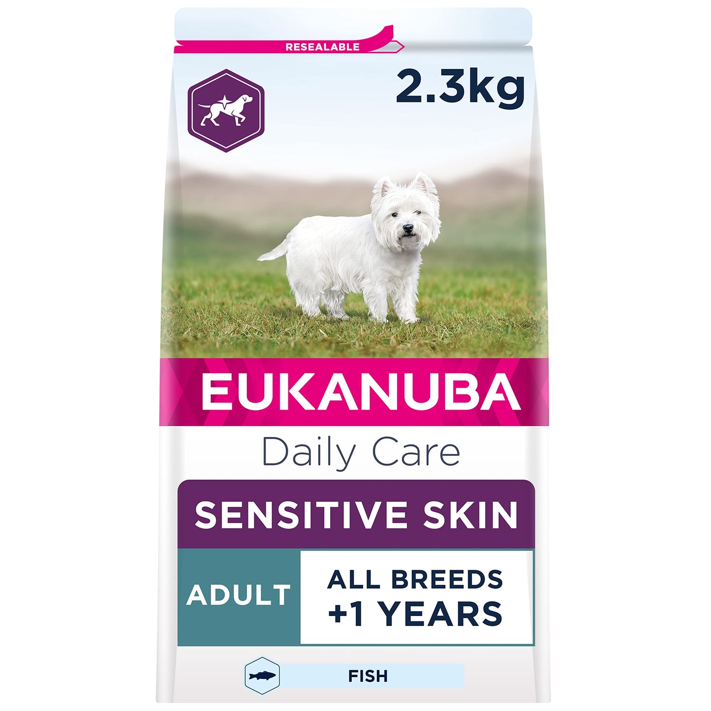 Eukanuba Sensitive Skin Hypoallergenic Complete Dry Dog Food for Adult Dogs with Fish