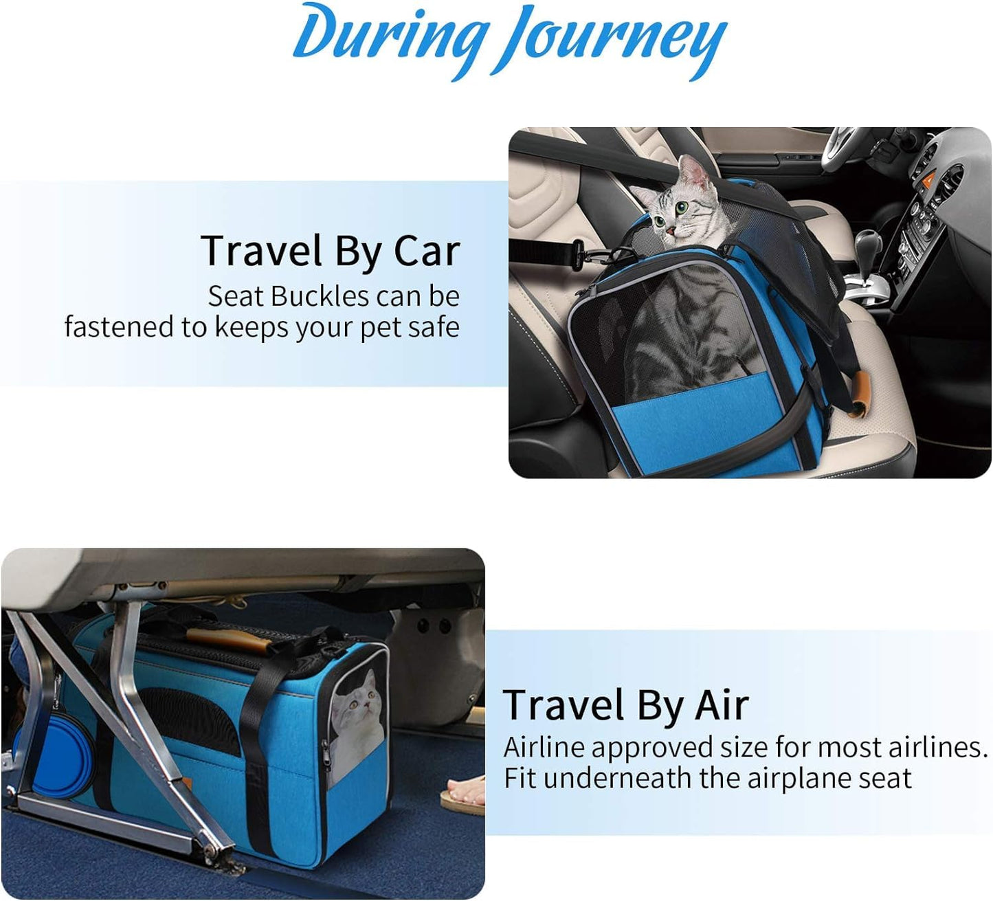 Morpilot Portable Pet Carrier Bag, Top Opening, Removable Mat and Breathable Mesh, Foldable Transport Carrier for Dogs and Cats, with Shoulder Strap and Pet Bowl