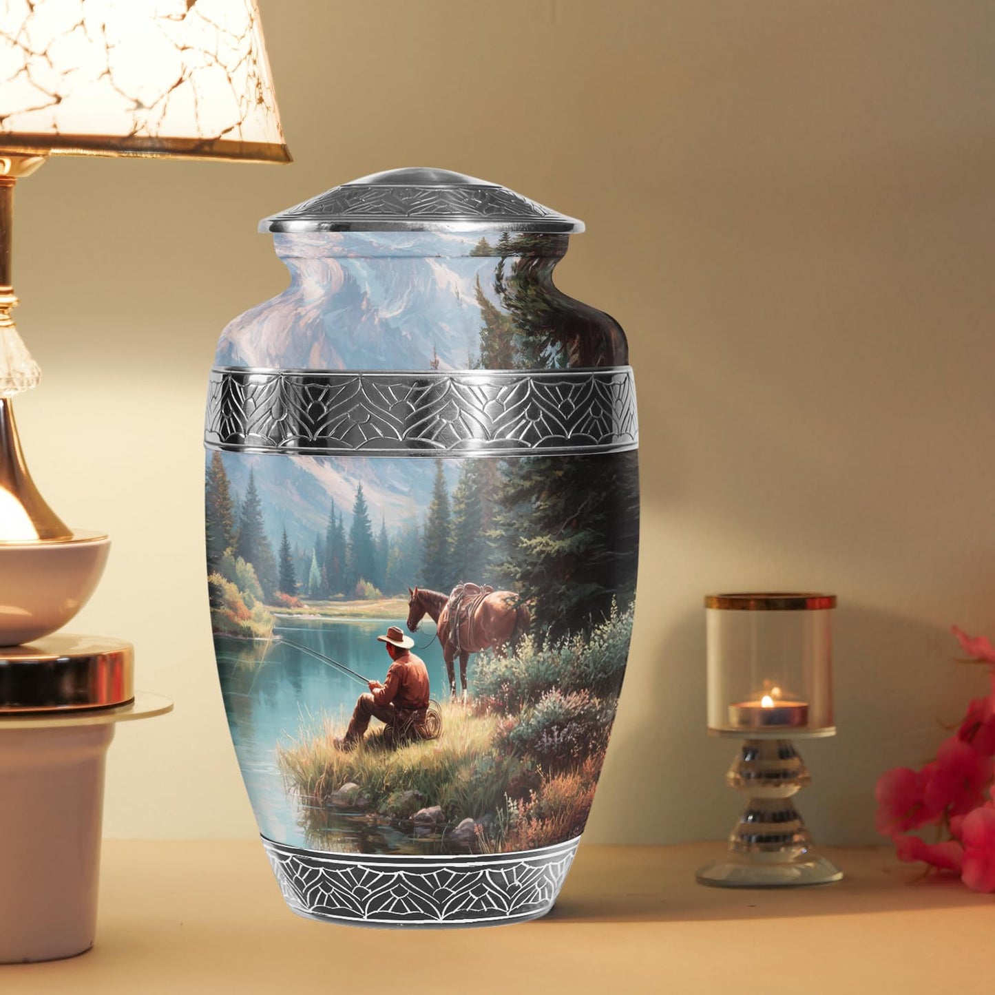 Cowboys Urns for Human Ashes Adult Female and Male, Decorative Cremation Urns for Human Ashes, (Classic Large, 10 Inch)