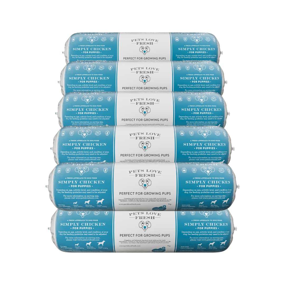 Healthy & Tasty Fresh Dog Food by Pets Love Fresh - 100% Natural - Real British Meat - Zero Preservatives - SimHealthy & Tasty Fresh Dog Food by Pets Love Fresh - 100% Natural - Real British Meat - Zero Preservatives - Simply Chicken (5 x 600g chub rolls)