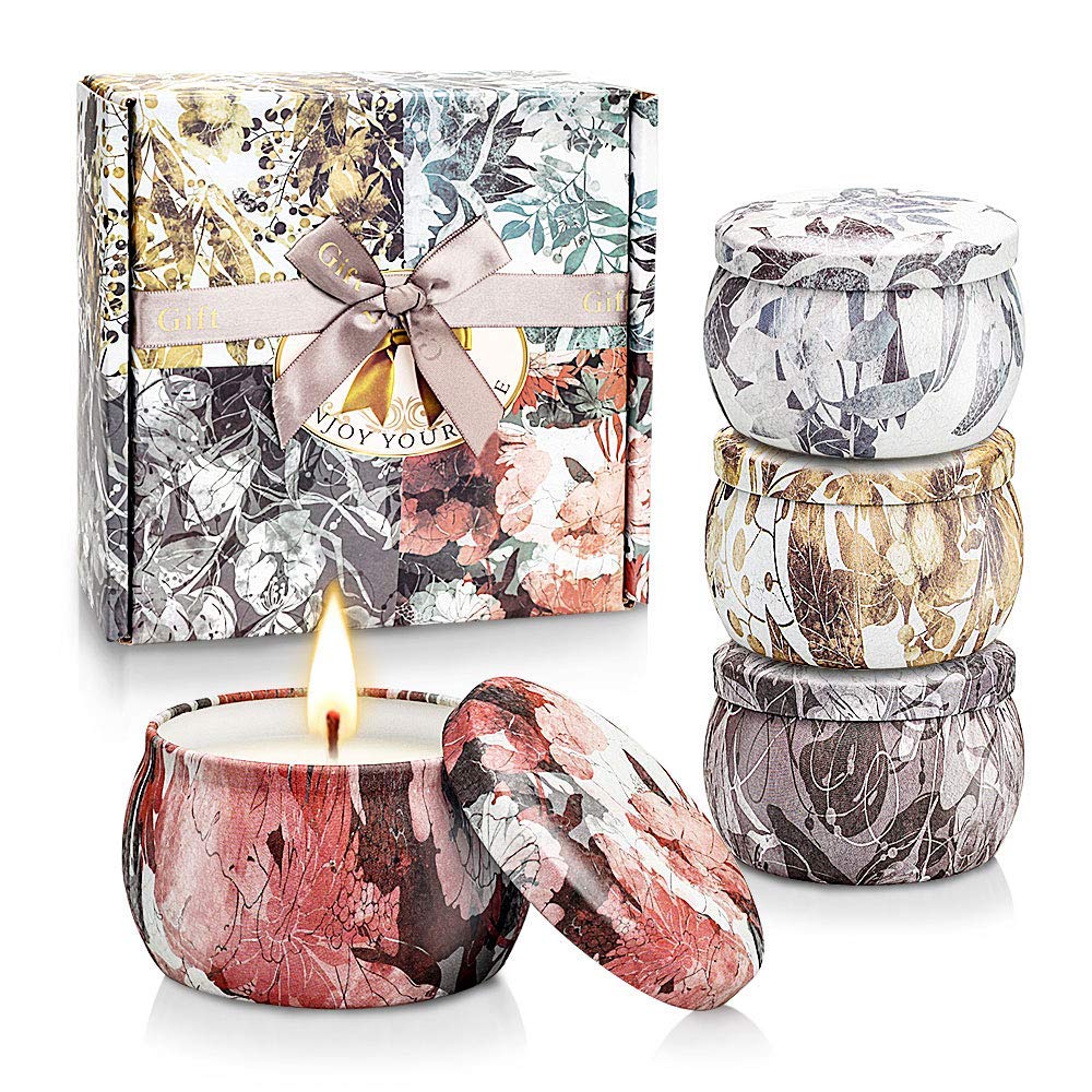 Yinuo Mirror Gifts for Women, 24 x 70 g Scented Candles Gift Set for Women, Soy Wax Aromatherapy Candles for Christmas, Birthday, Mother's Day, Valentine's Day, Bathroom, Yoga