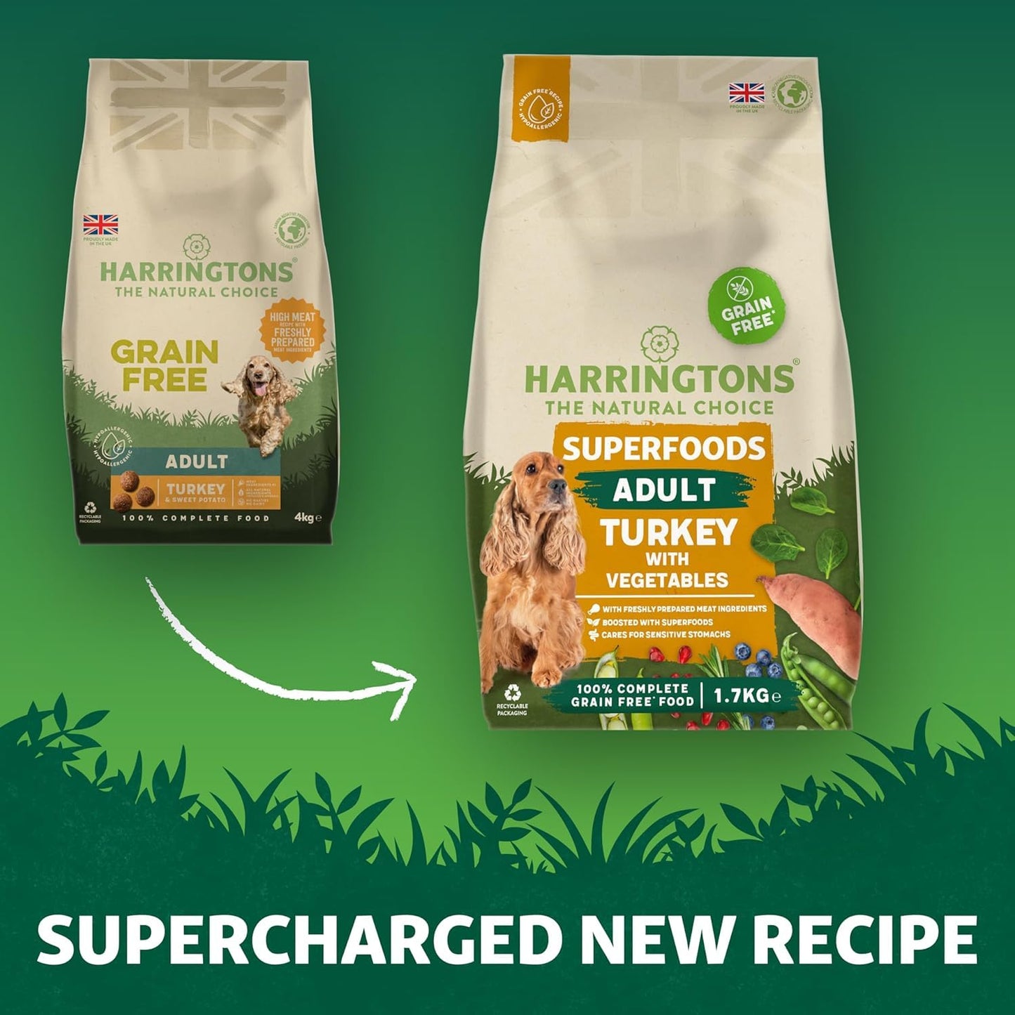 Harringtons Superfoods Complete Grain Free Hypoallergenic Dry Adult Dog Food - Made with All Natural Ingredients
