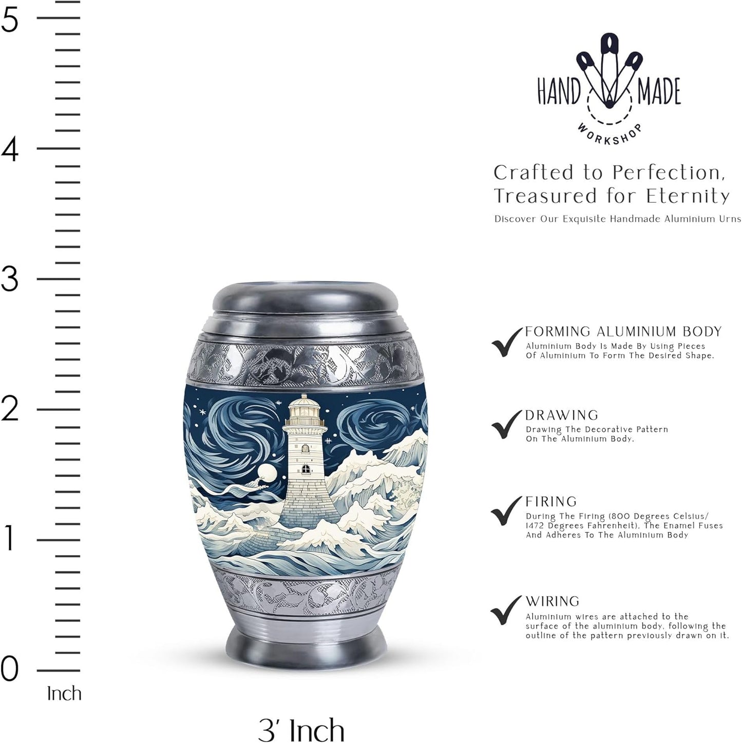 YASUBJAG Dove Urn - Aluminium Cremation Urn for Adults, Multicolor, Birds Pattern, 10 Inch