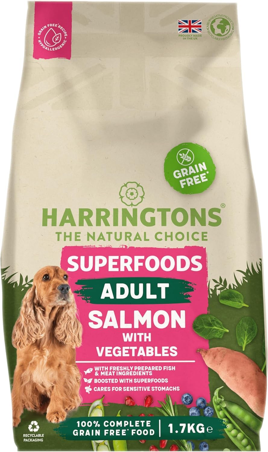 Harringtons Superfoods Complete Grain Free Hypoallergenic Dry Adult Dog Food - Made with All Natural Ingredients
