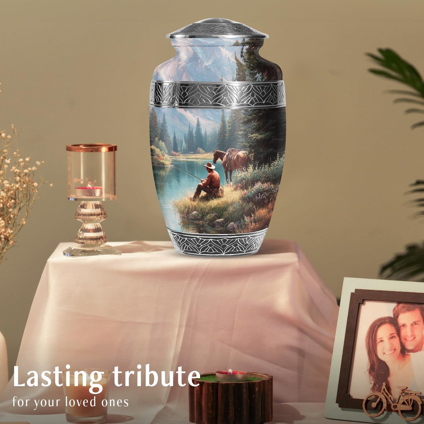 Cowboys Urns for Human Ashes Adult Female and Male, Decorative Cremation Urns for Human Ashes, (Classic Large, 10 Inch)