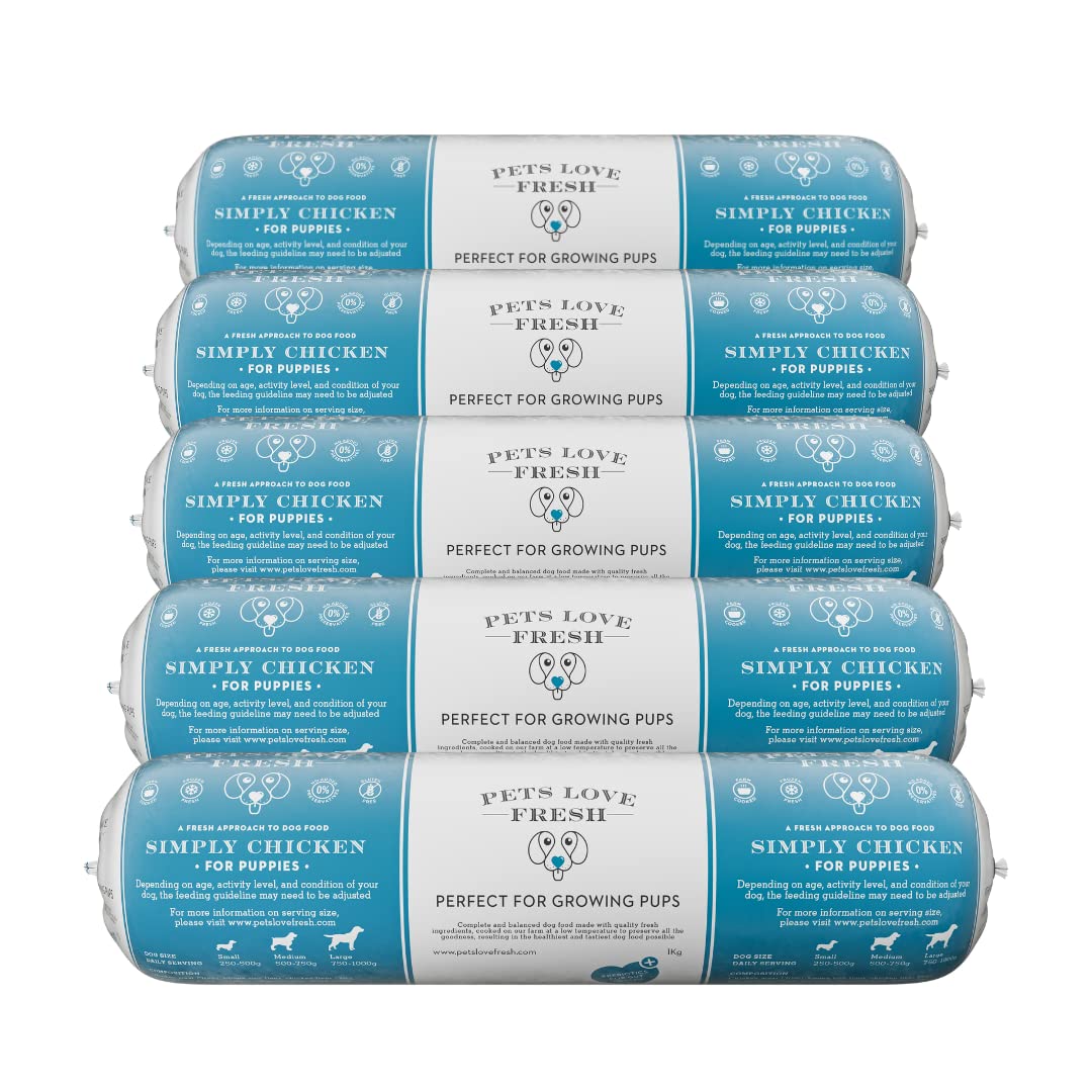 Healthy & Tasty Fresh Dog Food by Pets Love Fresh - 100% Natural - Real British Meat - Zero Preservatives - SimHealthy & Tasty Fresh Dog Food by Pets Love Fresh - 100% Natural - Real British Meat - Zero Preservatives - Simply Chicken (5 x 600g chub rolls)