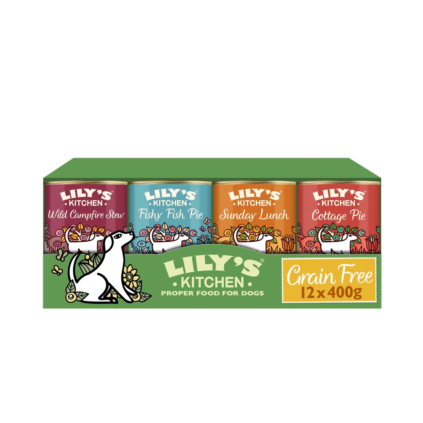 Lily's Kitchen Natural Adult Wet Dog Food Tins Grain-Free Recipe Variety pack 400g