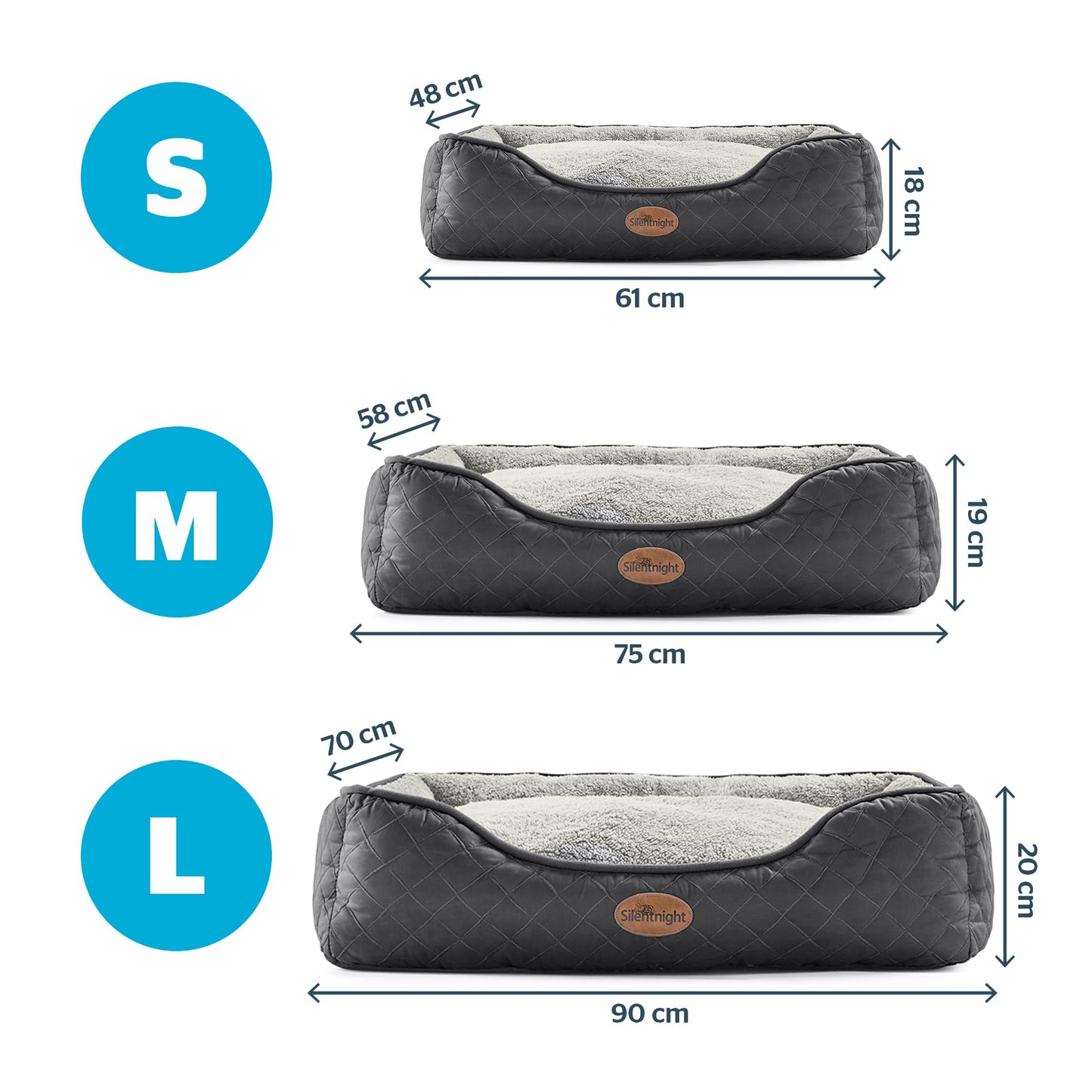 Silentnight Airmax Dog Bed – Medium Dog Pet Bed with Removable and Reversible Cushion, Mesh Sides to Prevent Overheating and Non-Slip Base – Easy Clean Machine Washable – 75 x 58 x 19cm – Medium