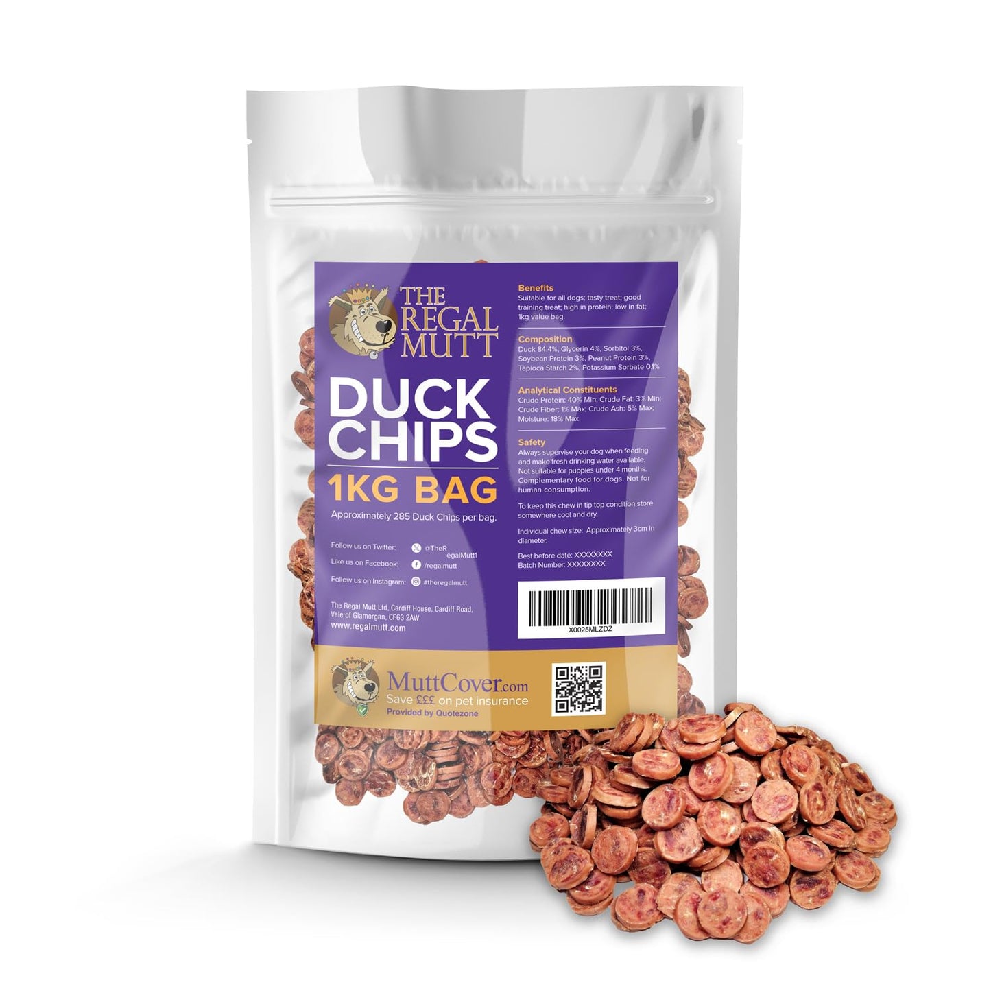 The Regal Mutt - Chewy Duck Fillets - 1kg Bag