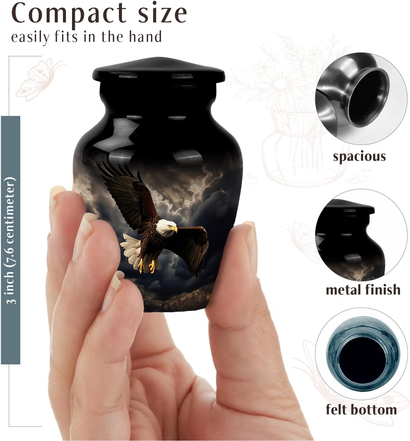 YASUBJAG Dove Urn - Aluminium Cremation Urn for Adults, Multicolor, Birds Pattern, 10 Inch
