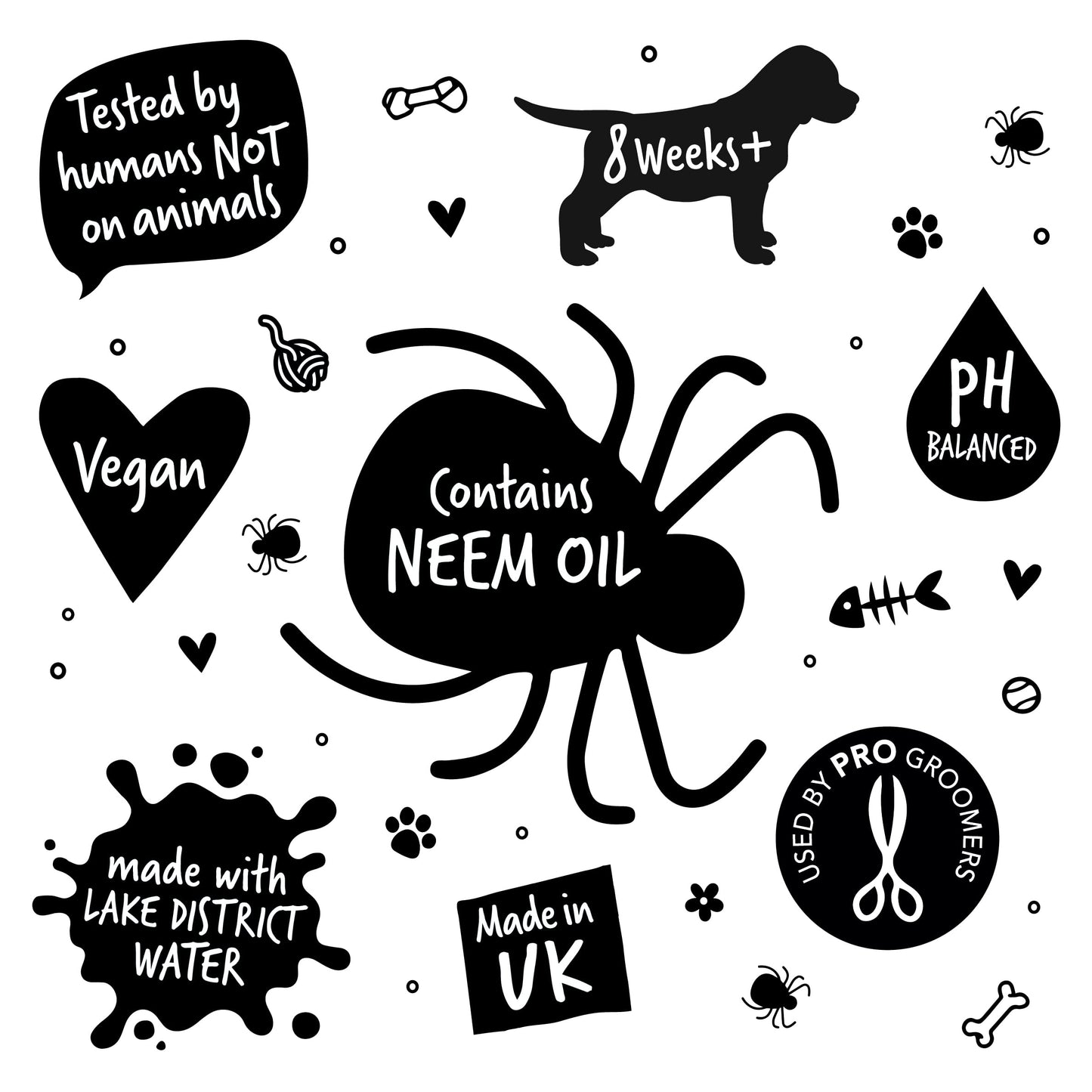 Flea and Tick Dog Shampoo by Bugalugs, Works on Smelly Puppies & Dogs, Contains Neem Oil PH Balanced Vegan Used by Professional Groom (Shampoo 500ml)