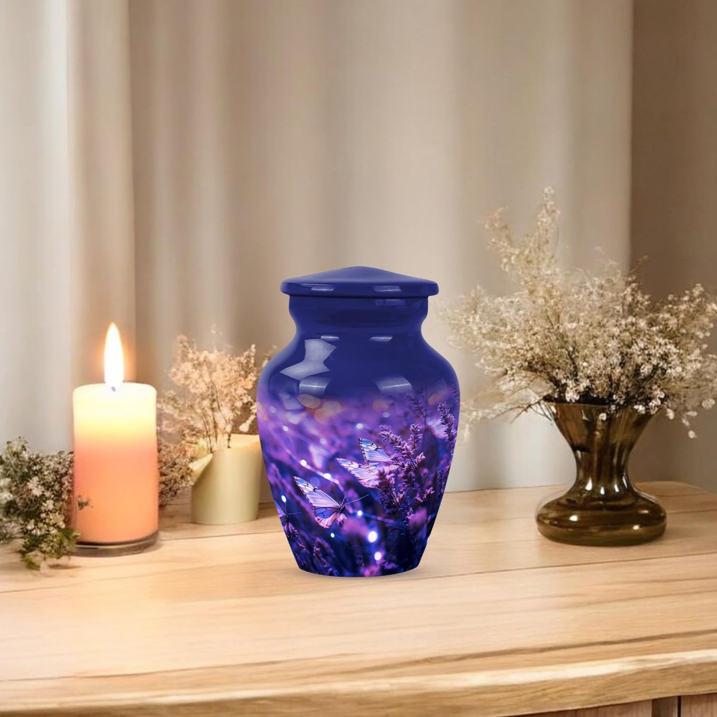 YASUBJAG Dove Urn - Aluminium Cremation Urn for Adults, Multicolor, Birds Pattern, 10 Inch