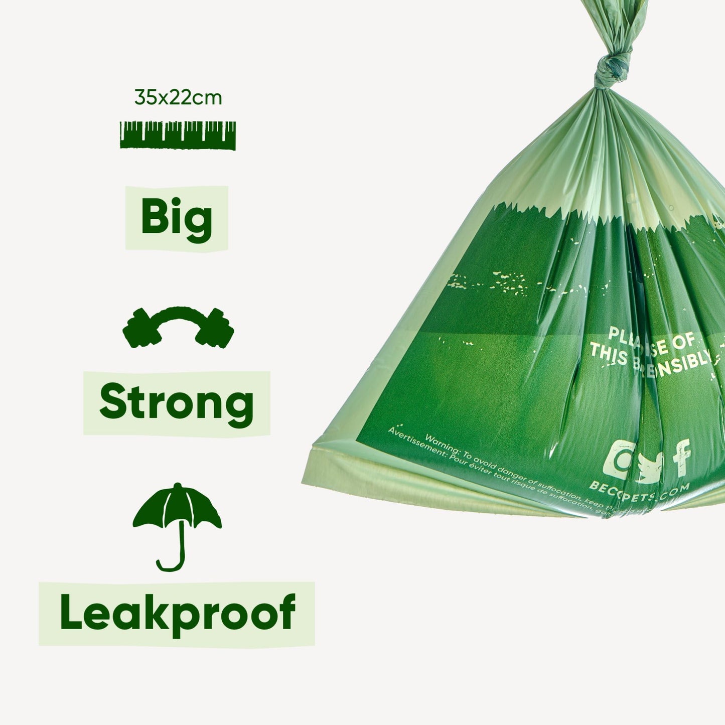Beco Dog Poop Bags Rolls - Strong & Large - Scented and Unscented Dispenser Compatible for Dog Waste