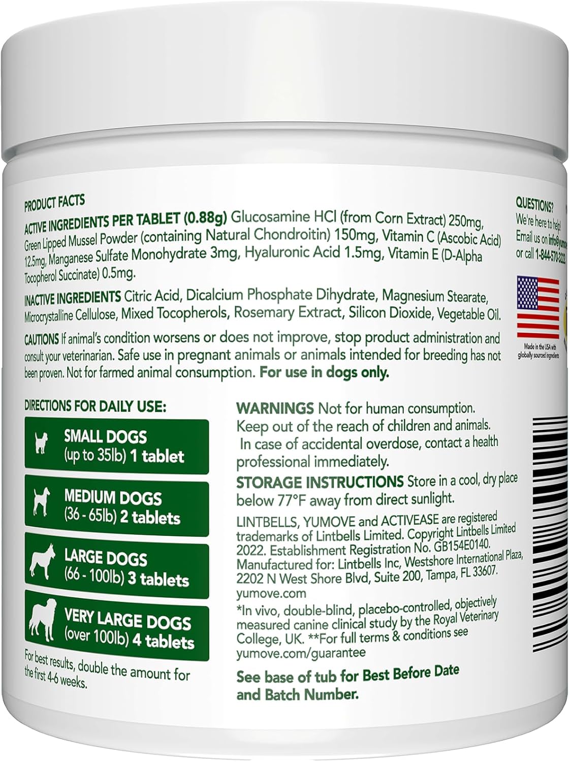 YuMOVE Joint Supplement for Dogs, Essential Dog Hip and Joint Support for Adult Dogs with Glucosamine, Chondroitin, Green Lipped Mussel, Aged 6 to 8, 120 Tablets