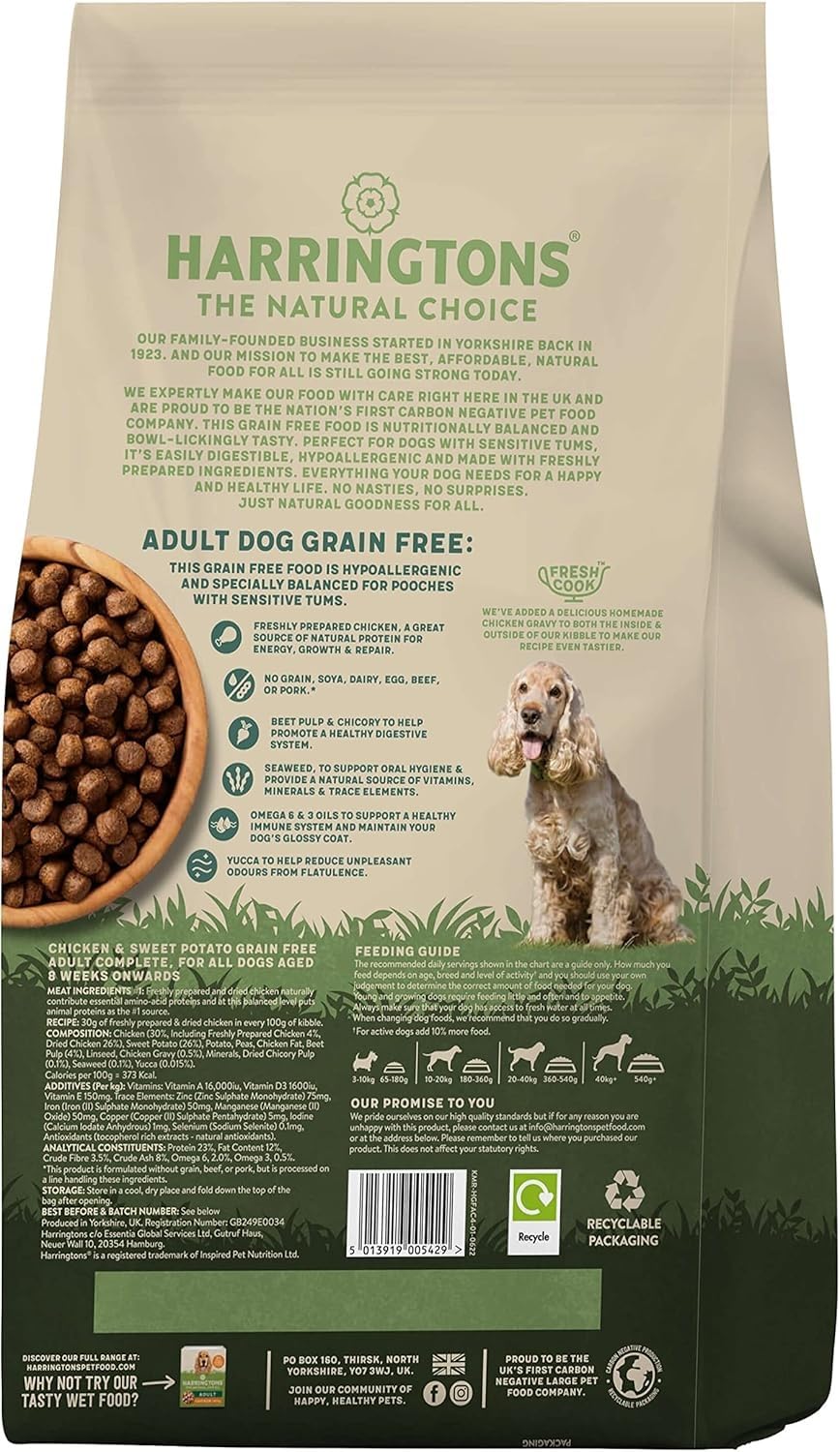Harringtons Superfoods Complete Grain Free Hypoallergenic Dry Adult Dog Food - Made with All Natural Ingredients