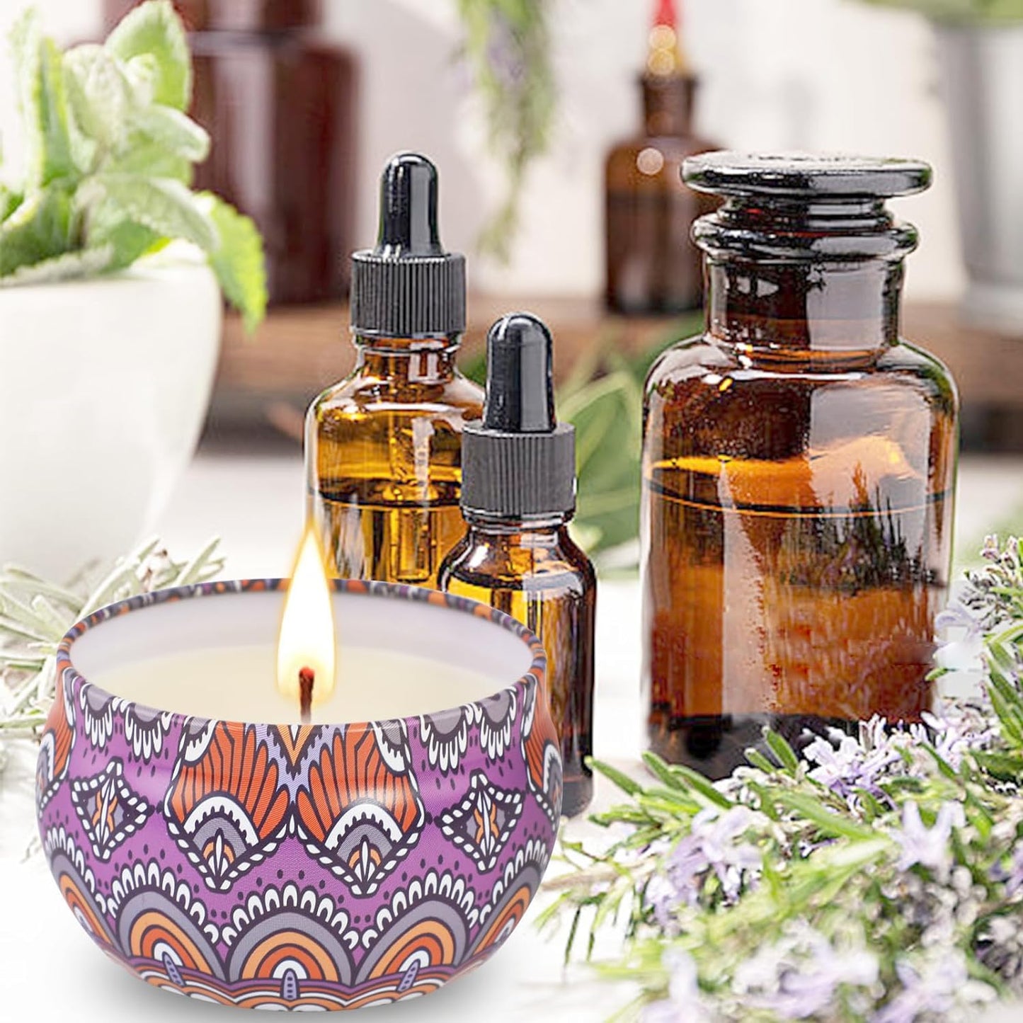 Yinuo Mirror Gifts for Women, 24 x 70 g Scented Candles Gift Set for Women, Soy Wax Aromatherapy Candles for Christmas, Birthday, Mother's Day, Valentine's Day, Bathroom, Yoga