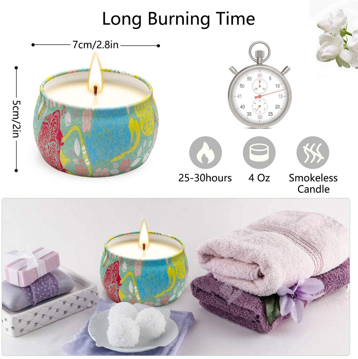 Yinuo Mirror Gifts for Women, 24 x 70 g Scented Candles Gift Set for Women, Soy Wax Aromatherapy Candles for Christmas, Birthday, Mother's Day, Valentine's Day, Bathroom, Yoga
