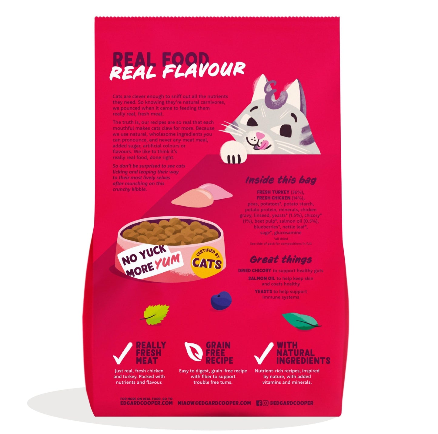 Edgard and Cooper Dry Cat Food Grain Free Adult Chicken 2kg - Natural, Fresh Meat for indoor or outdoor cats, Junk free, Healthy Ingredients, help support sensitive stomachs