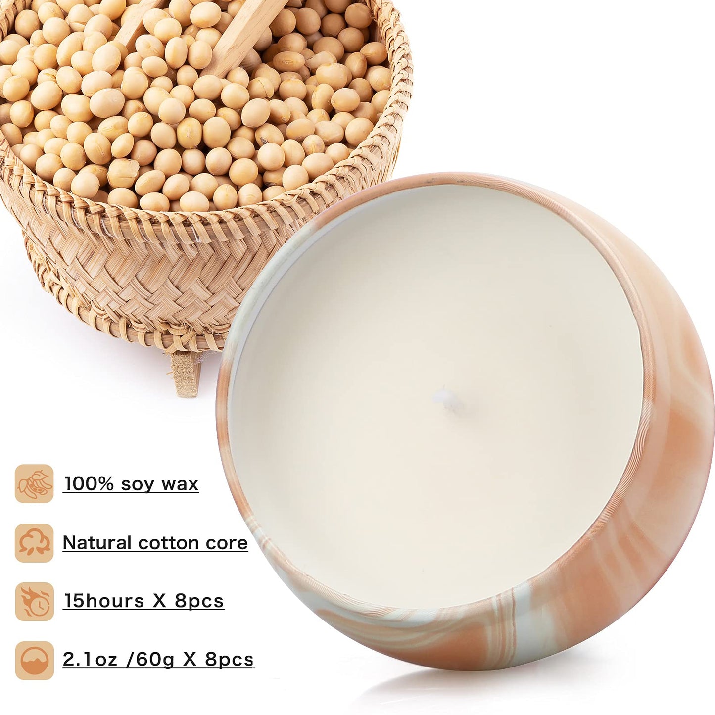 Yinuo Mirror Gifts for Women, 24 x 70 g Scented Candles Gift Set for Women, Soy Wax Aromatherapy Candles for Christmas, Birthday, Mother's Day, Valentine's Day, Bathroom, Yoga