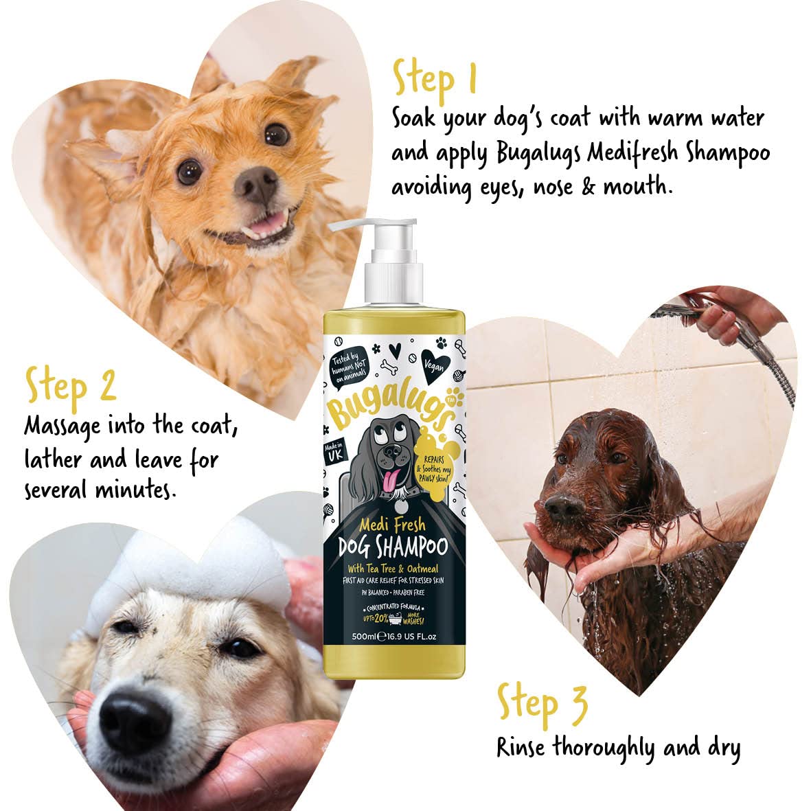 BUGALUGS Dog Shampoo for Itchy Skin, Medi Fresh Natural Safe Sensitive Formula - Soothing Skin Cooling For Skin Irritation and anti itch
