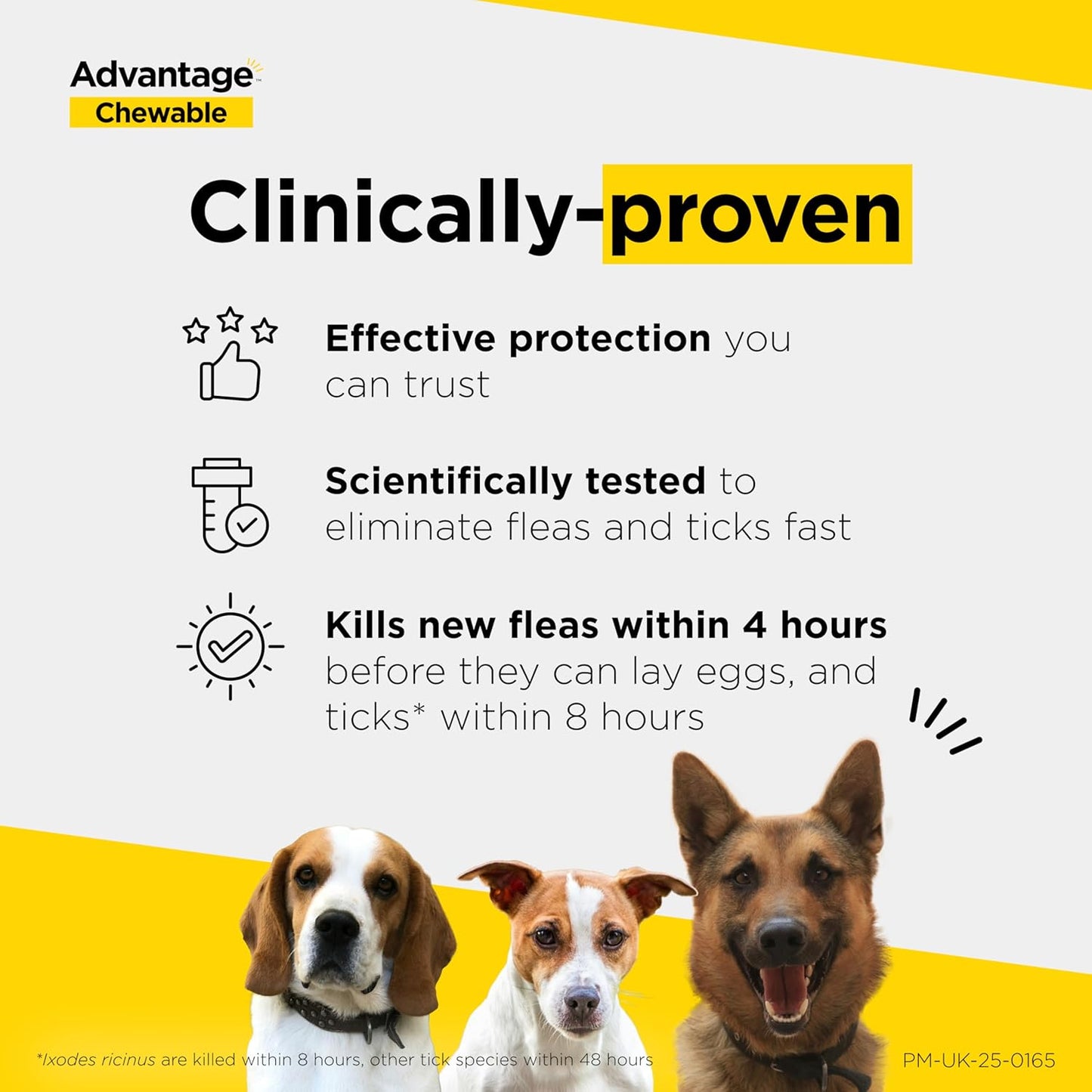Advantage Chewable 112mg Chewable Tablets for Dogs >2.5-5.5kg (3 pack), Flea and Tick Treatment, Fast Acting Kills Fleas Within Hours, Prevention Lasts For A Month, Easy To Administer