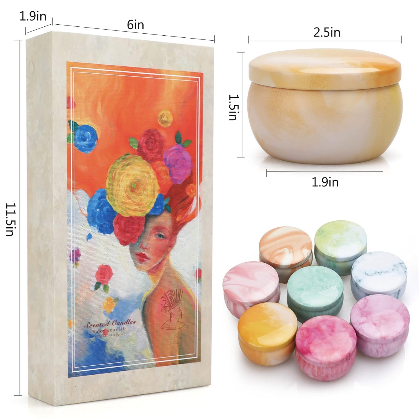 Yinuo Mirror Gifts for Women, 24 x 70 g Scented Candles Gift Set for Women, Soy Wax Aromatherapy Candles for Christmas, Birthday, Mother's Day, Valentine's Day, Bathroom, Yoga