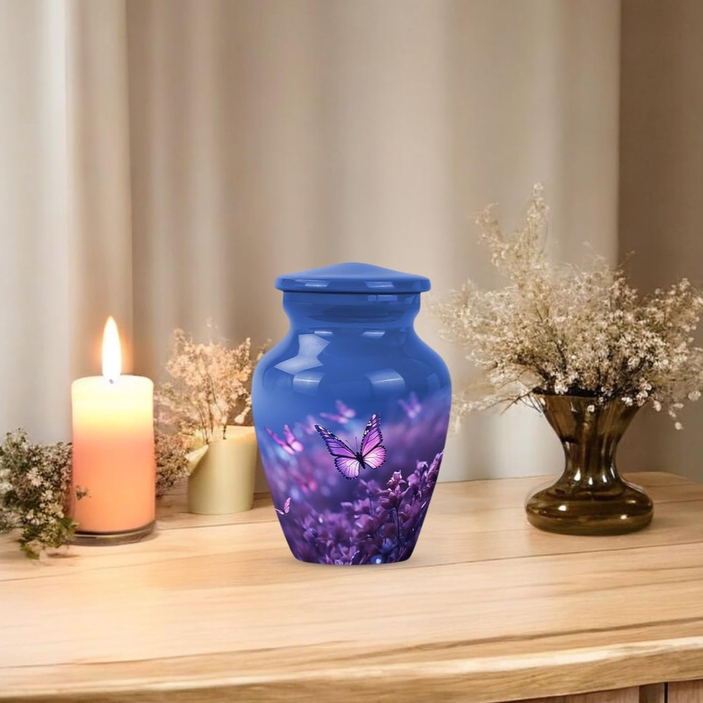 YASUBJAG Dove Urn - Aluminium Cremation Urn for Adults, Multicolor, Birds Pattern, 10 Inch