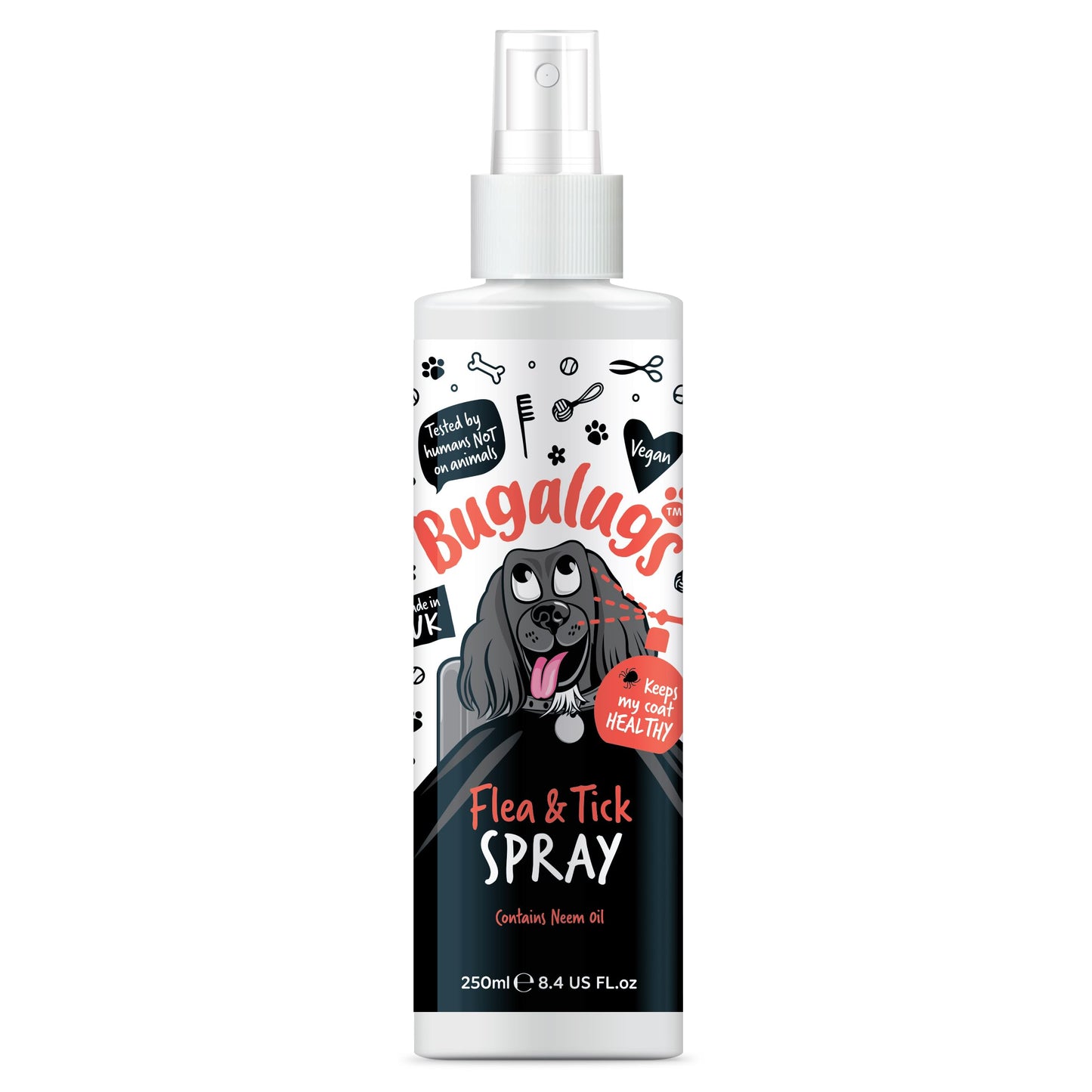 Flea and Tick Dog Shampoo by Bugalugs, Works on Smelly Puppies & Dogs, Contains Neem Oil PH Balanced Vegan Used by Professional Groom (Shampoo 500ml)
