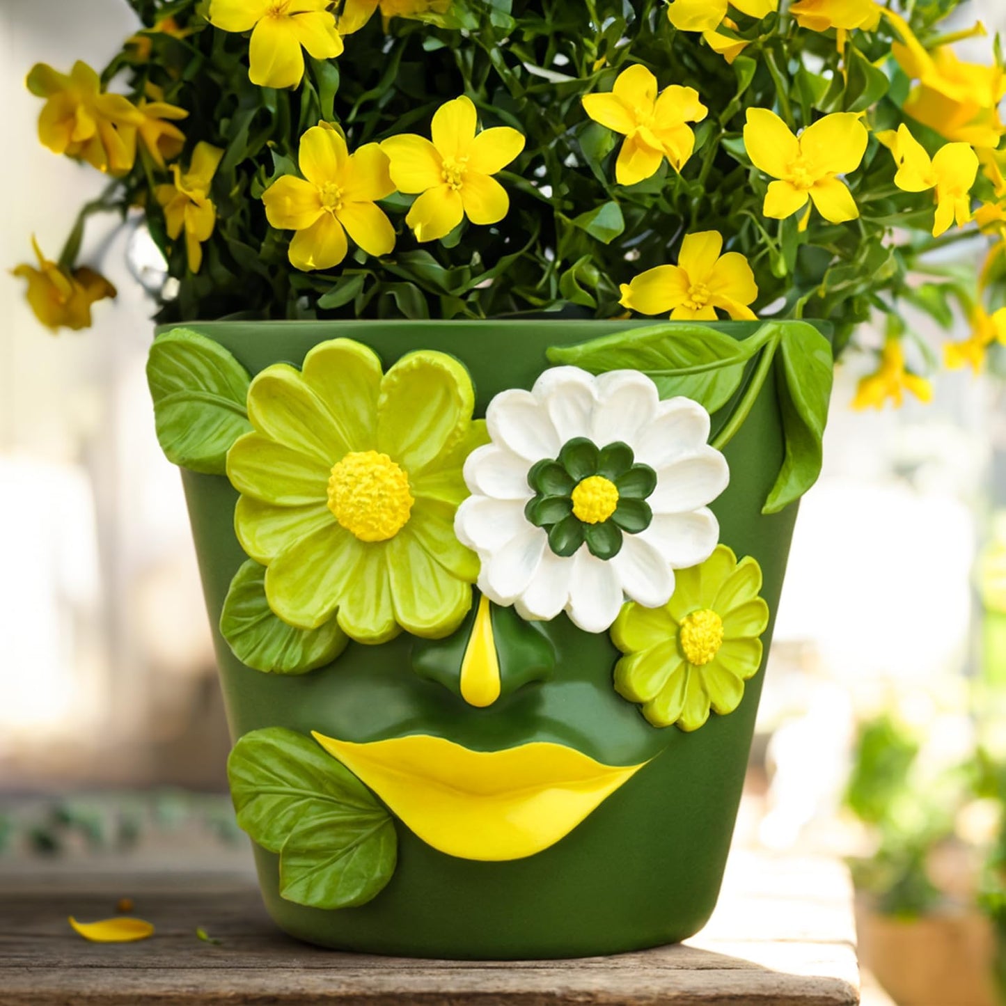 AmiCera Abstract Face Plant Pots, Funny Flower Planter Pot for Indoor Plants, Unique Cute Head Planters with Drainage, Eclectic Aesthetic Colourful Succulent Pots, Funky Garden Gift Home Decoration