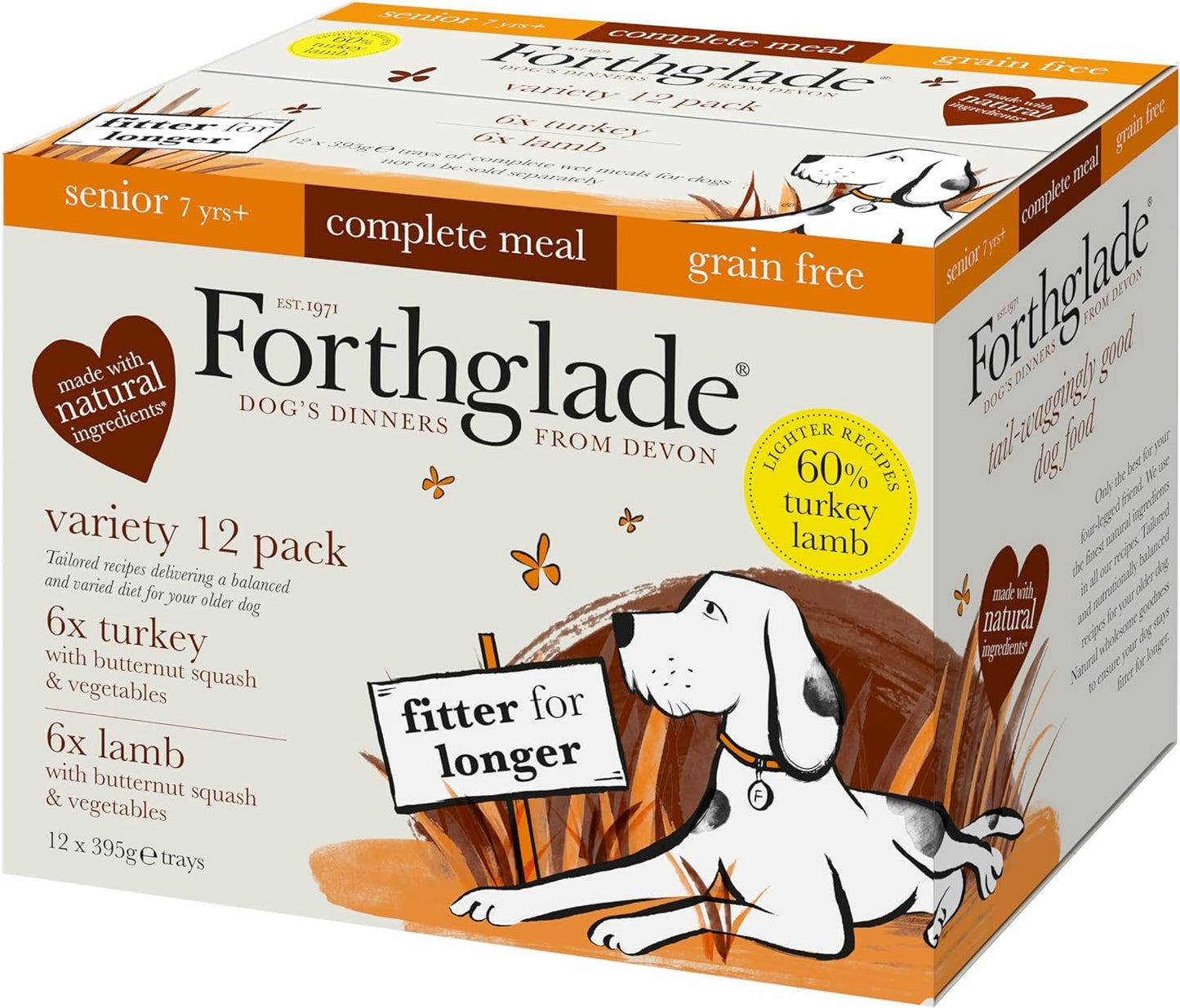 Forthglade Wet Dog Food Variety Pack - Senior 7 Years+, Grain Free & Hypoallergenic Dog Food, Turkey & Lamb with Vegetables, Stomach Sensitive Meals with Natural Ingredients